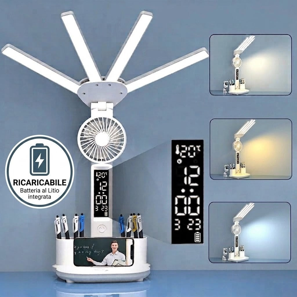 Lampada Multifunzionale con Ventola - Illumina e Rinfresca il Tuo Spazio!